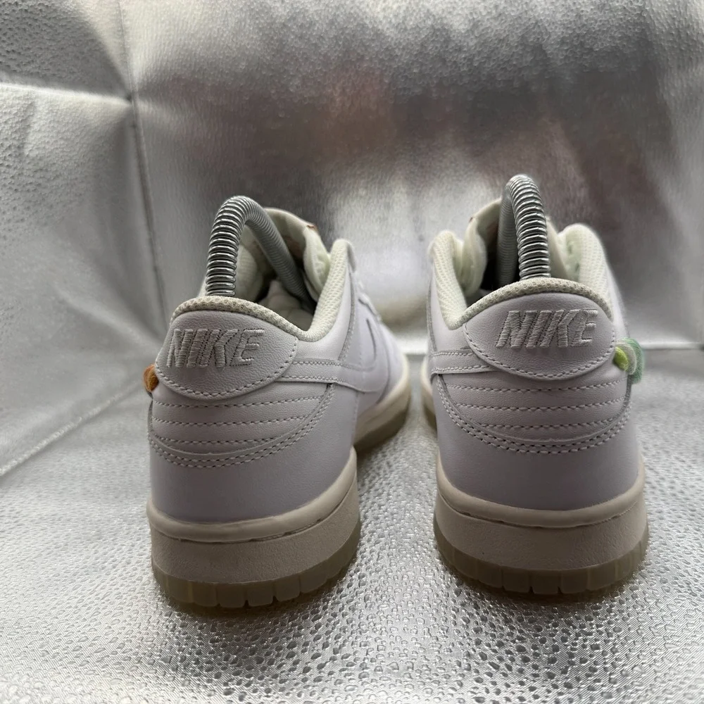 Size 5Y Nike Dunk Low SE Rainbow Lace Swoosh White Kids Sneaker Shoes FN4861-100